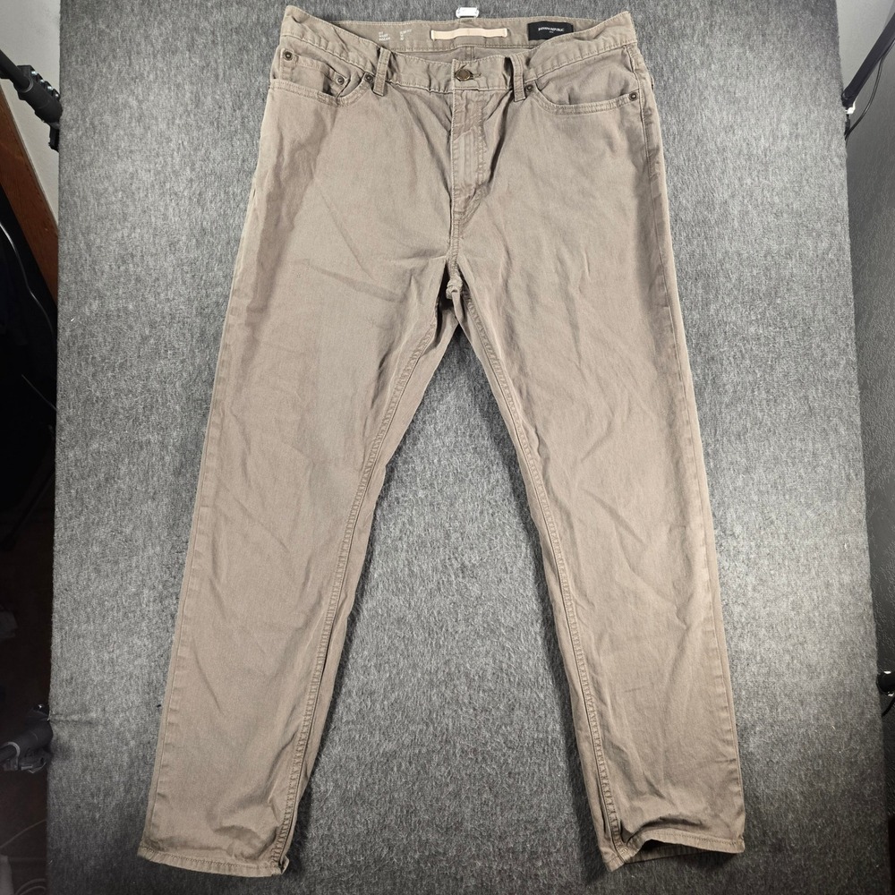 Banana Republic Slim Fit Linen Blend Pants Mens 36x30 Brown Washwell Chino